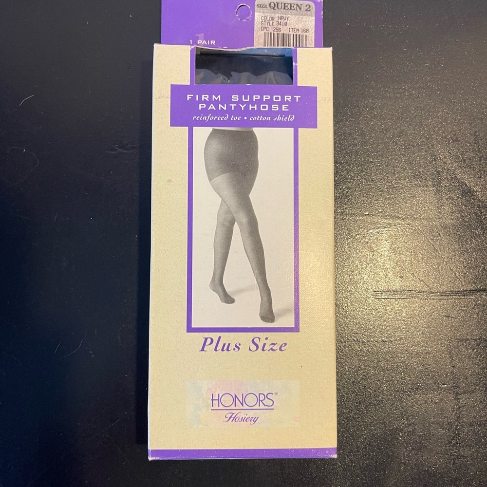 Vintage Navy Honors Thigh High Pantyhose Plus Size Queen 2